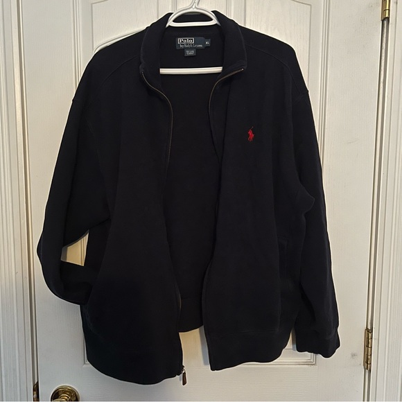 POLO RALPH LAUREN FULL ZIPPER SWEATER 100% cotton cardigan jacket navy size XL - Picture 11 of 12